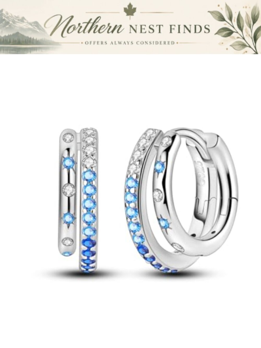 925 Sterling Silver Hoop Earrings Star Moon Evil Eye Cubic Zirconia